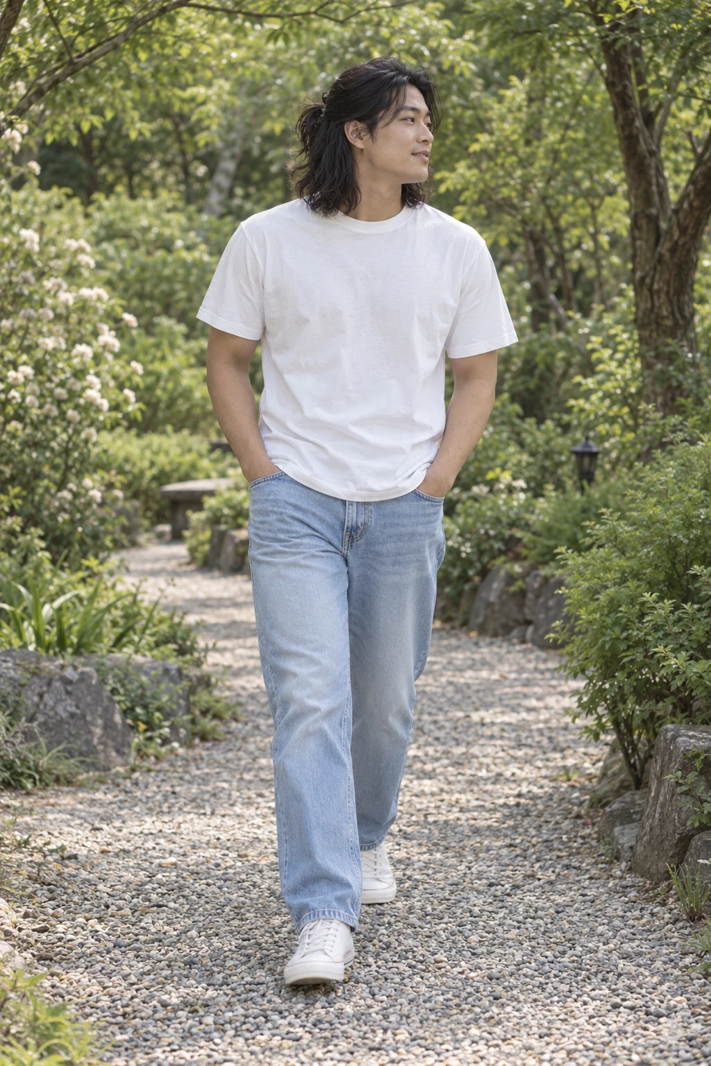 티셔츠와 일자 데님